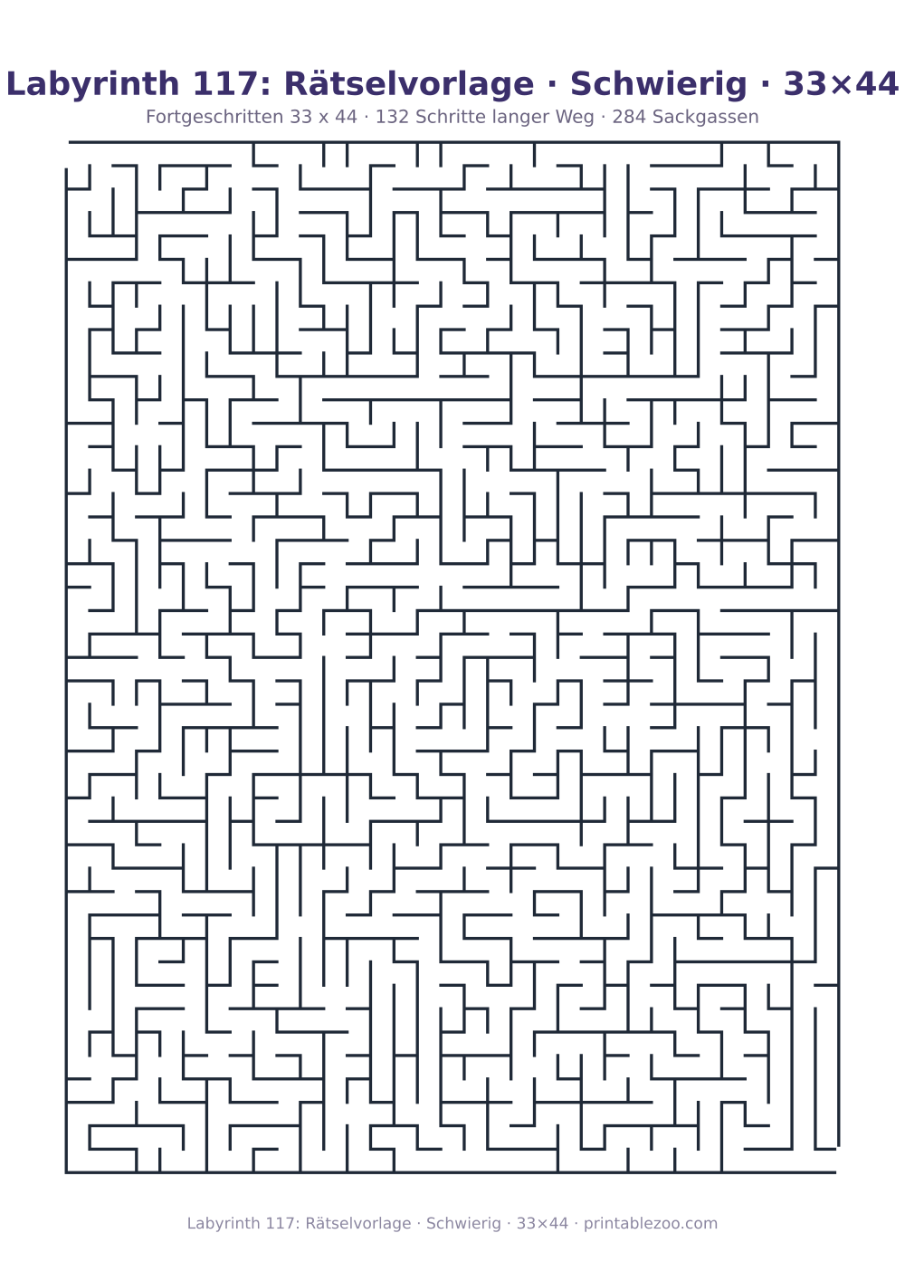 Labyrinth 117: Rätselvorlage · Schwierig · 33×44 als druckfertige Vorschau, Katalognummer 160221 Rätsel Nr. 160221.