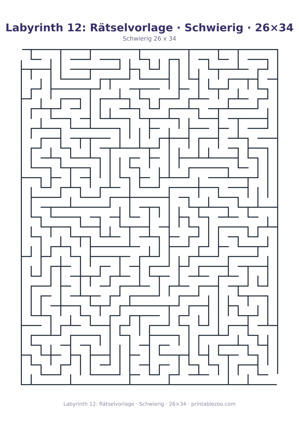 Labyrinth 12: Rätselvorlage · Schwierig · 26×34 als druckfertige Vorschau, Katalognummer 120312