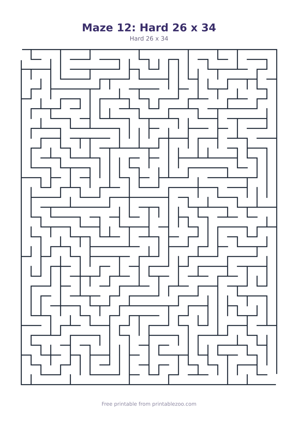 Maze 12: Hard 26 x 34