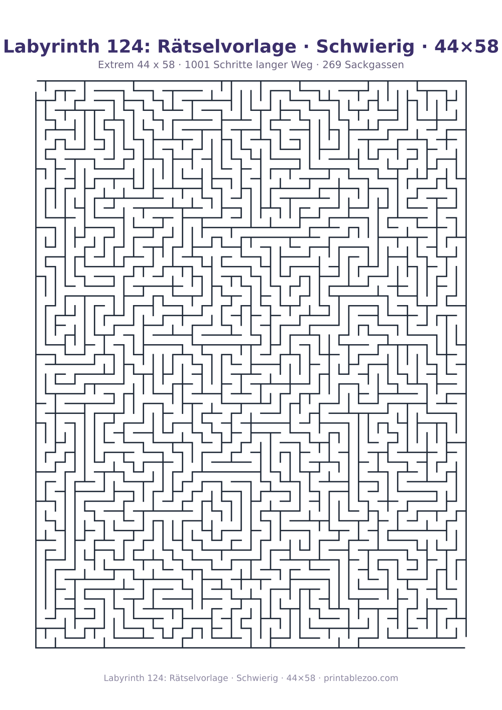 Labyrinth 124: Rätselvorlage · Schwierig · 44×58 als druckfertige Vorschau, Katalognummer 160234 Rätsel Nr. 160234.