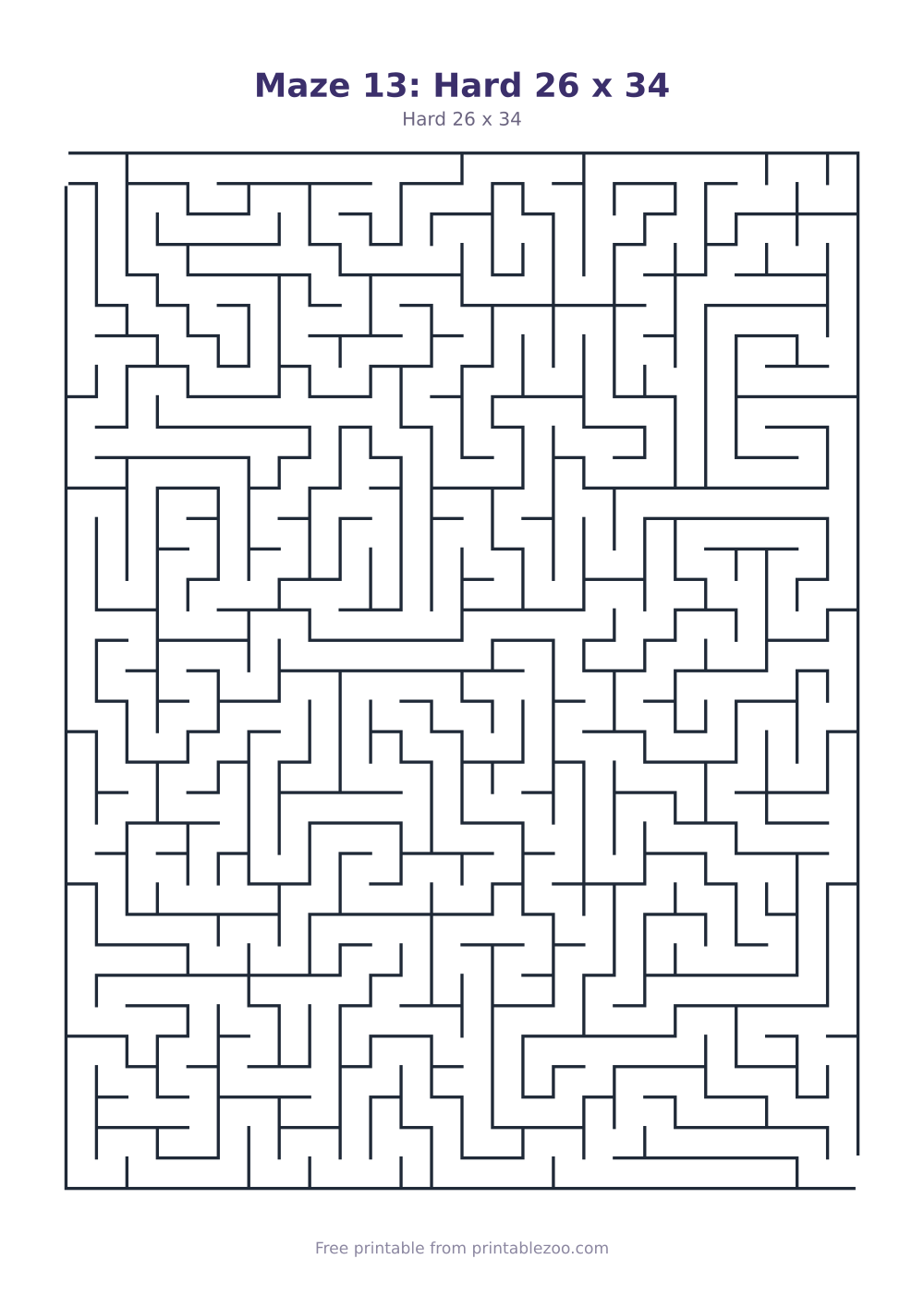 Maze 13: Hard 26 x 34