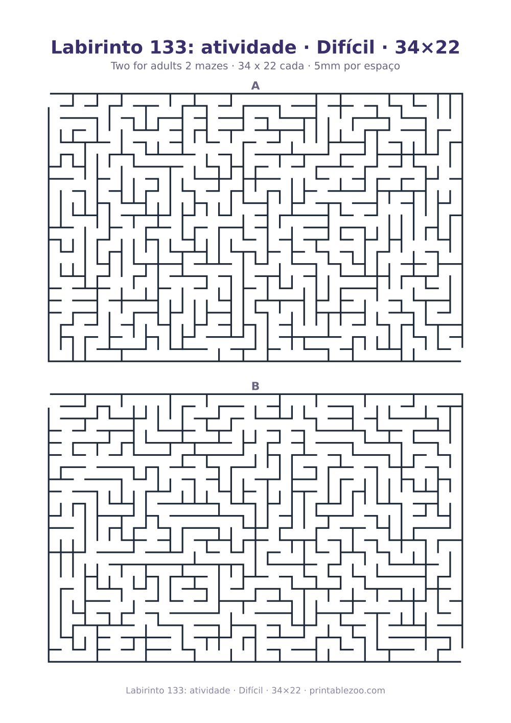 Prévia pronta para imprimir: Labirinto 133: atividade · Difícil · 34×22, catálogo nº 160253 Passatempo nº 160253.
