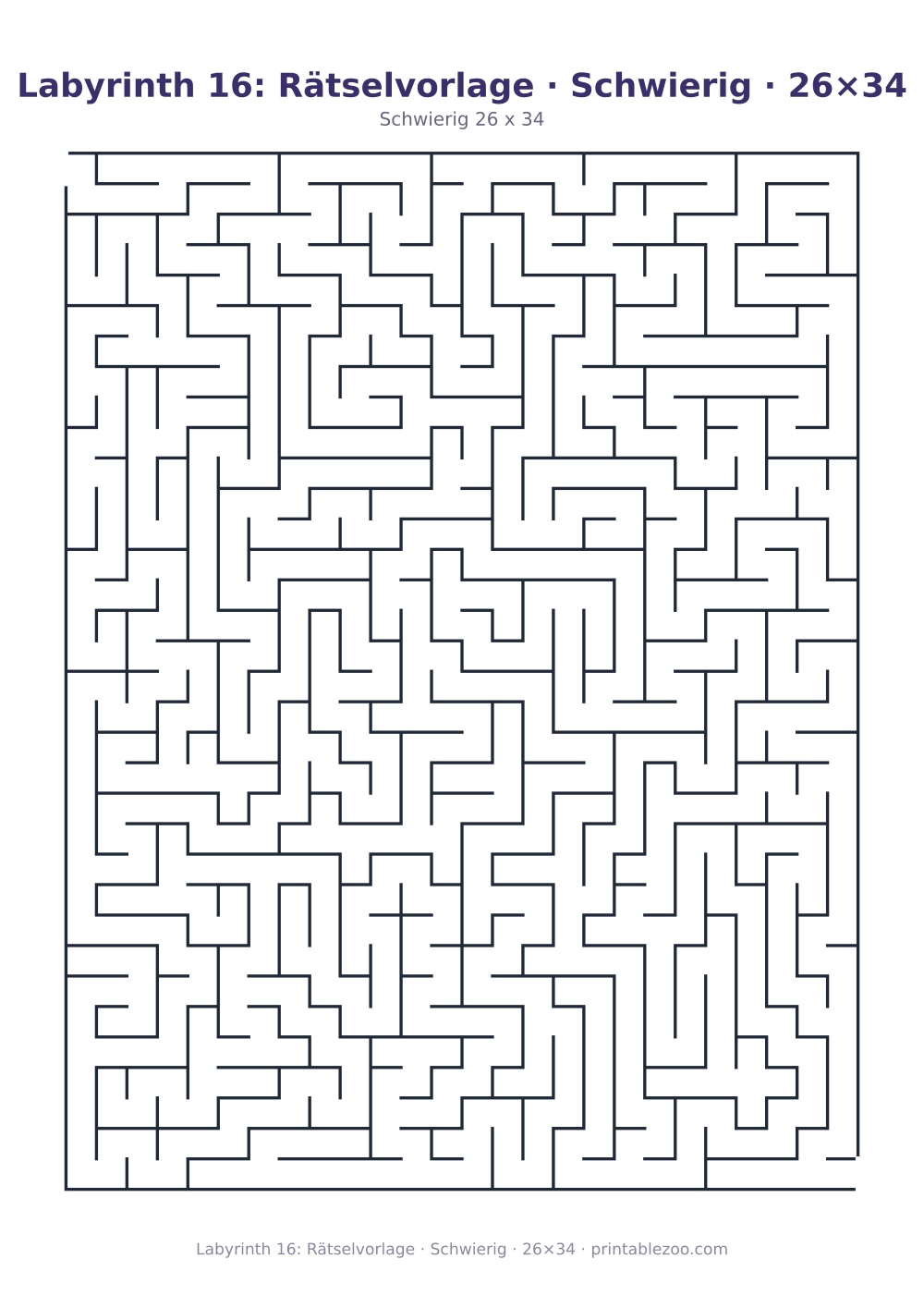 Labyrinth 16: Rätselvorlage · Schwierig · 26×34 als druckfertige Vorschau, Katalognummer 120316