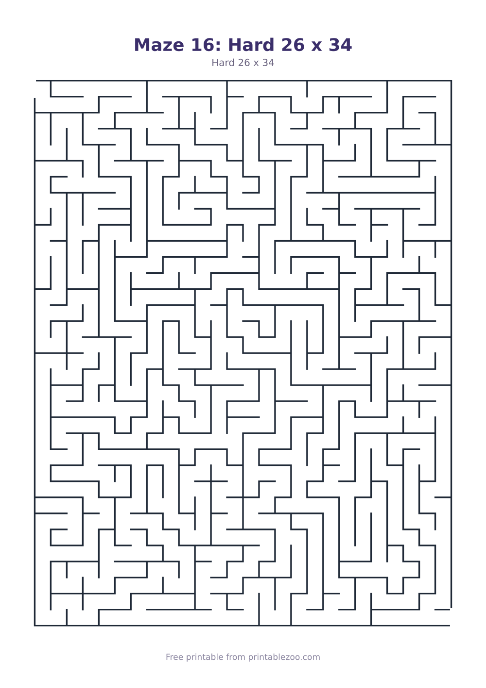 Maze 16: Hard 26 x 34