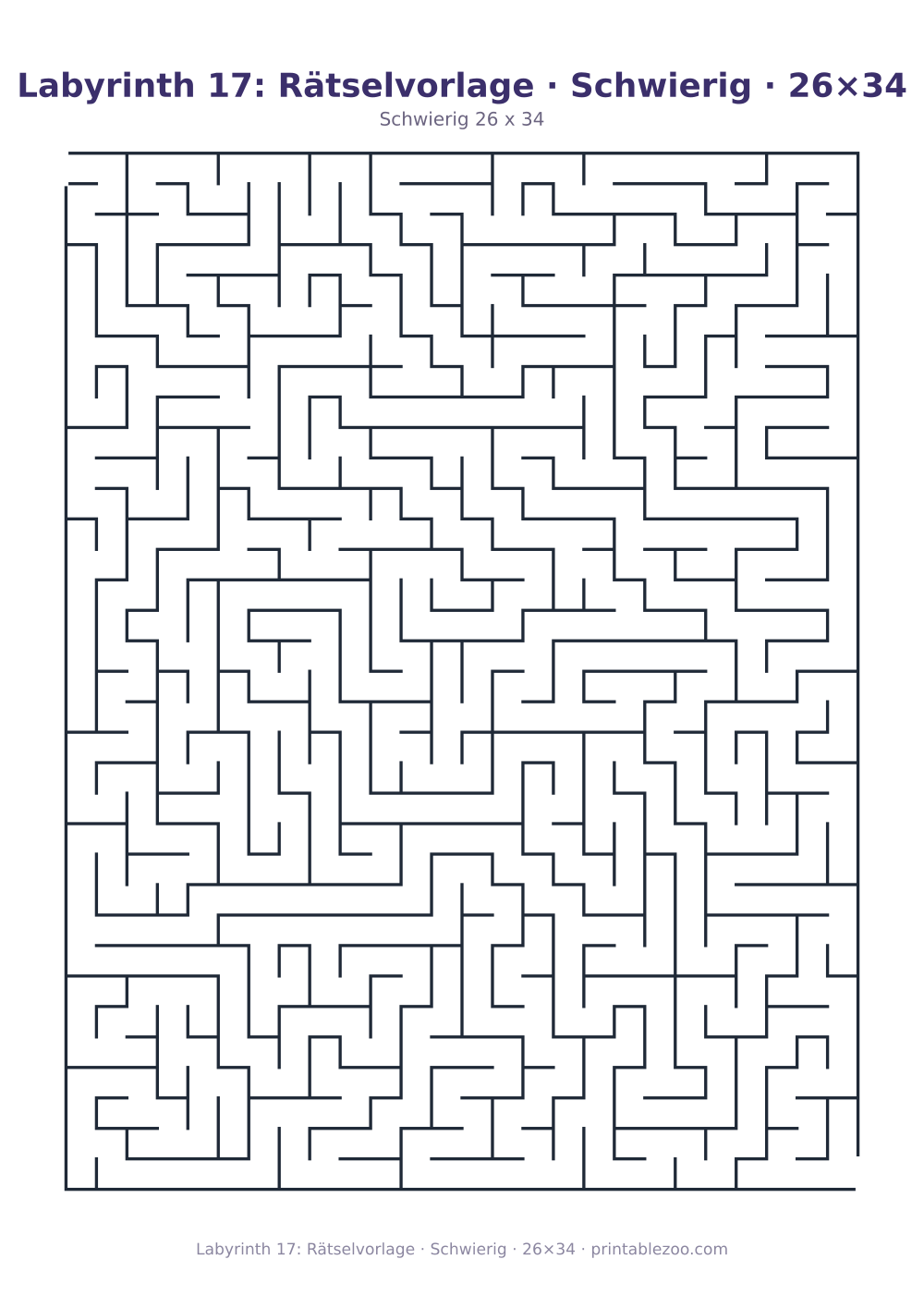 Labyrinth 17: Rätselvorlage · Schwierig · 26×34 als druckfertige Vorschau, Katalognummer 120317
