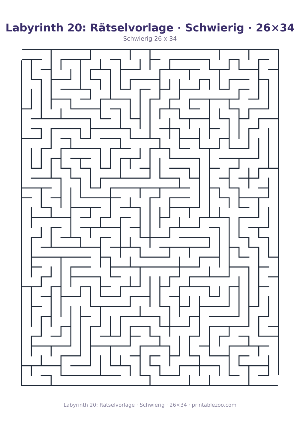 Labyrinth 20: Rätselvorlage · Schwierig · 26×34 als druckfertige Vorschau, Katalognummer 120320