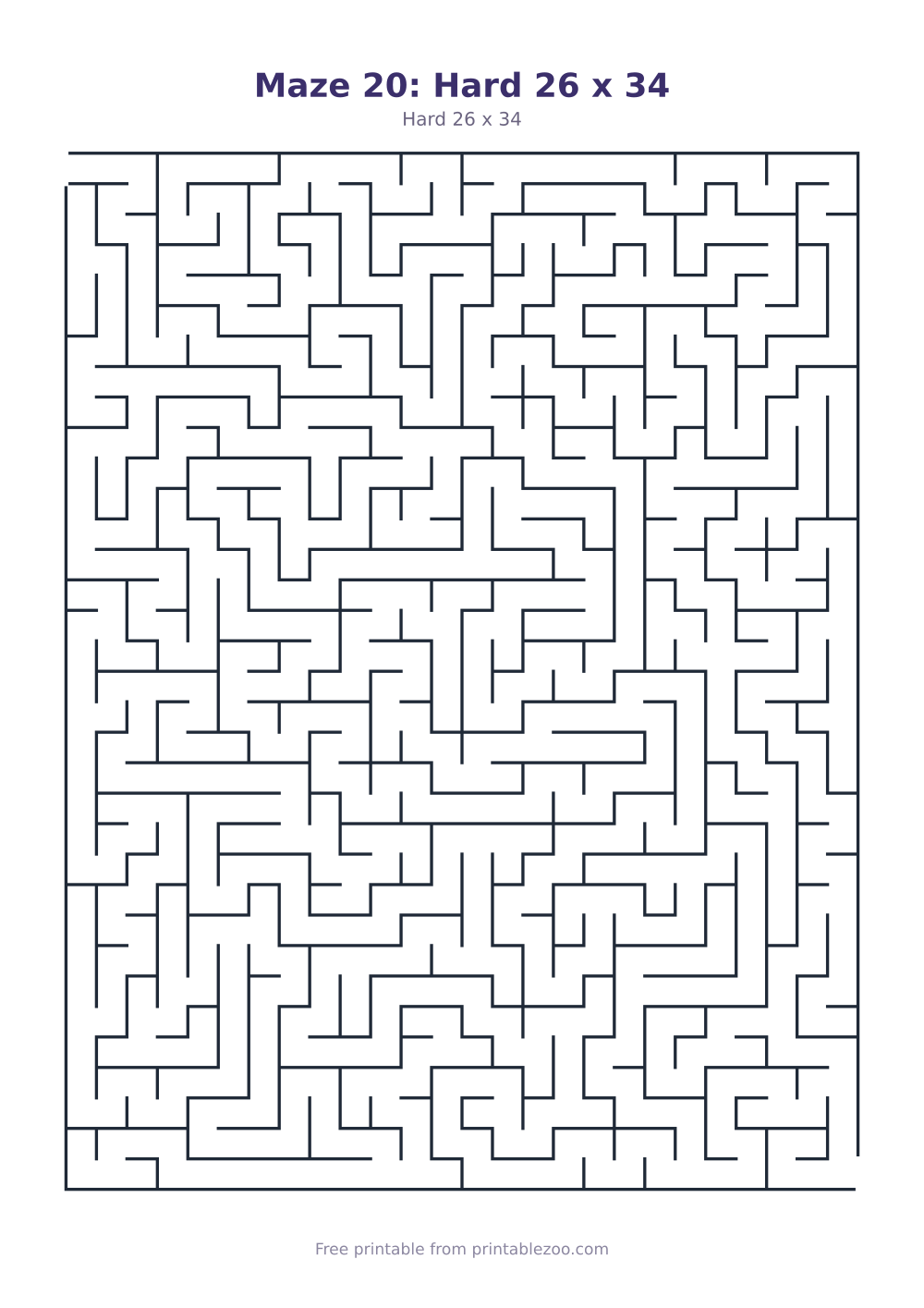 Maze 20: Hard 26 x 34