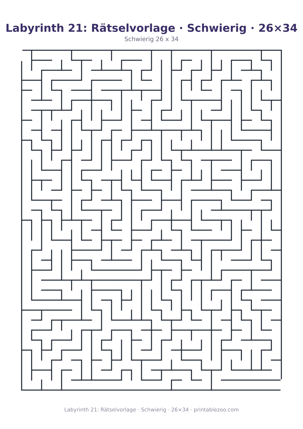 Labyrinth 21: Rätselvorlage · Schwierig · 26×34 als druckfertige Vorschau, Katalognummer 120321