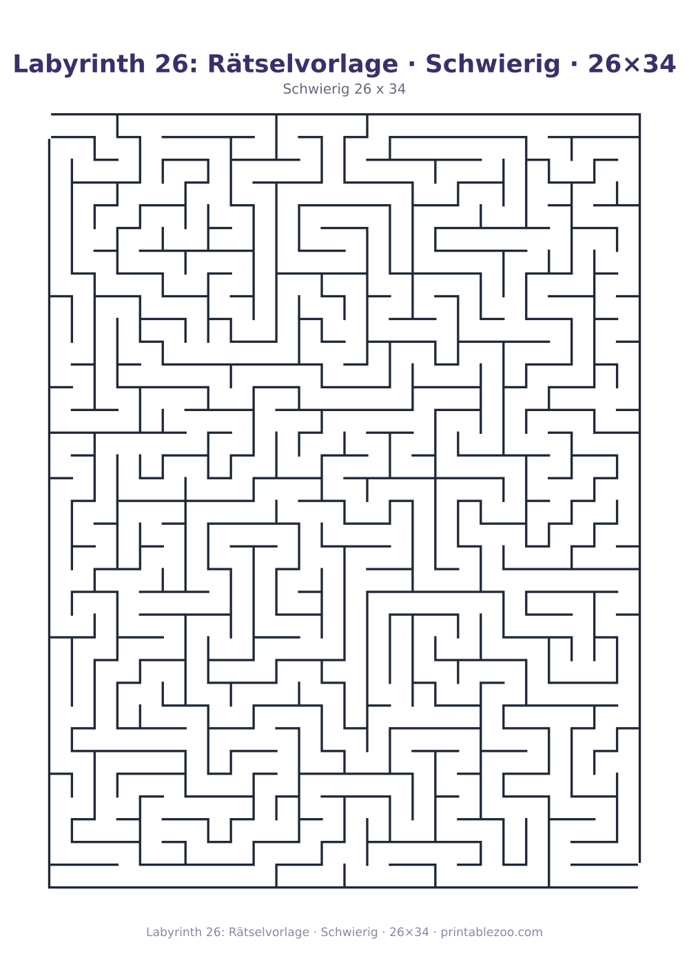 Labyrinth 26: Rätselvorlage · Schwierig · 26×34 als druckfertige Vorschau, Katalognummer 120326