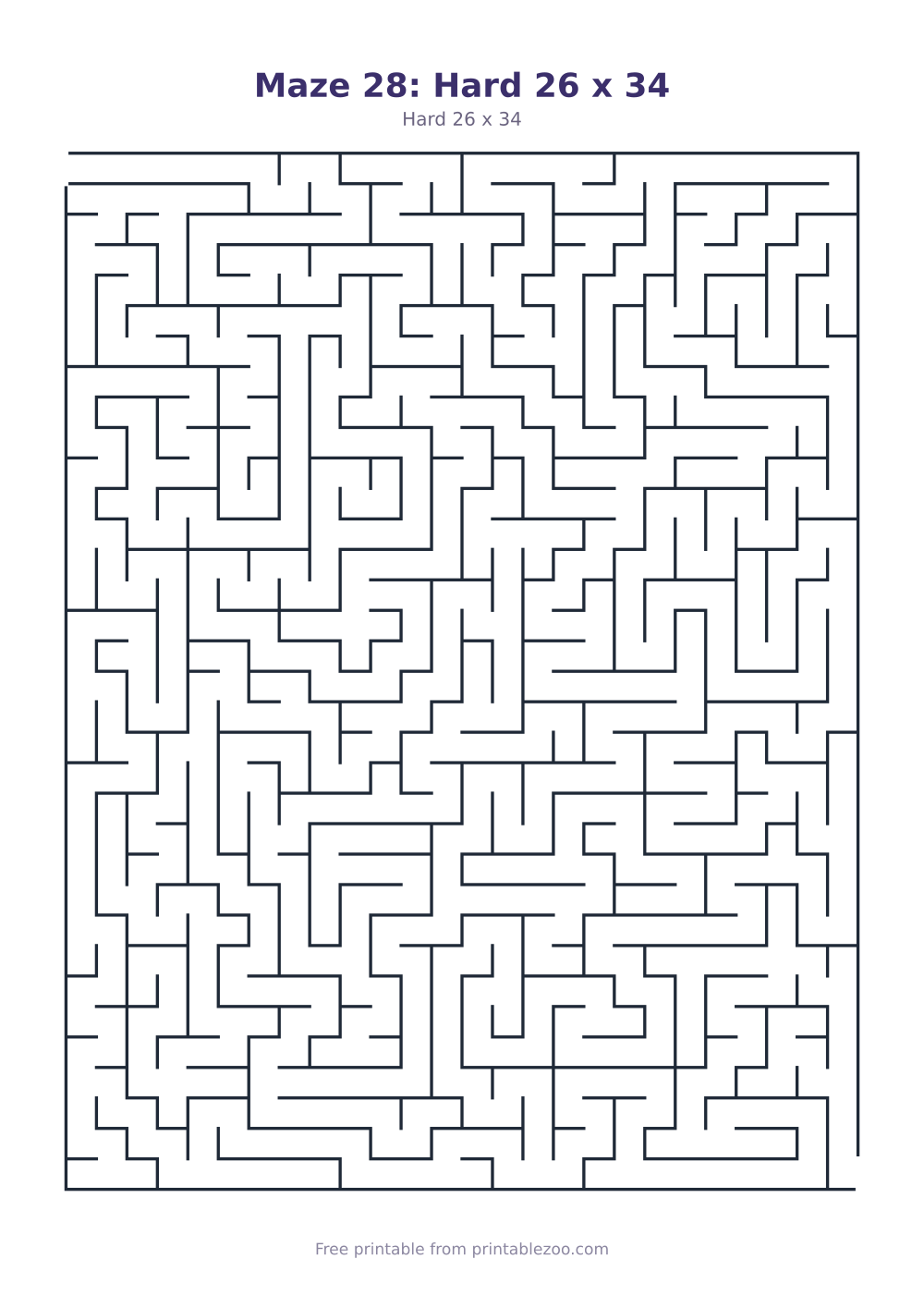 Maze 28: Hard 26 x 34