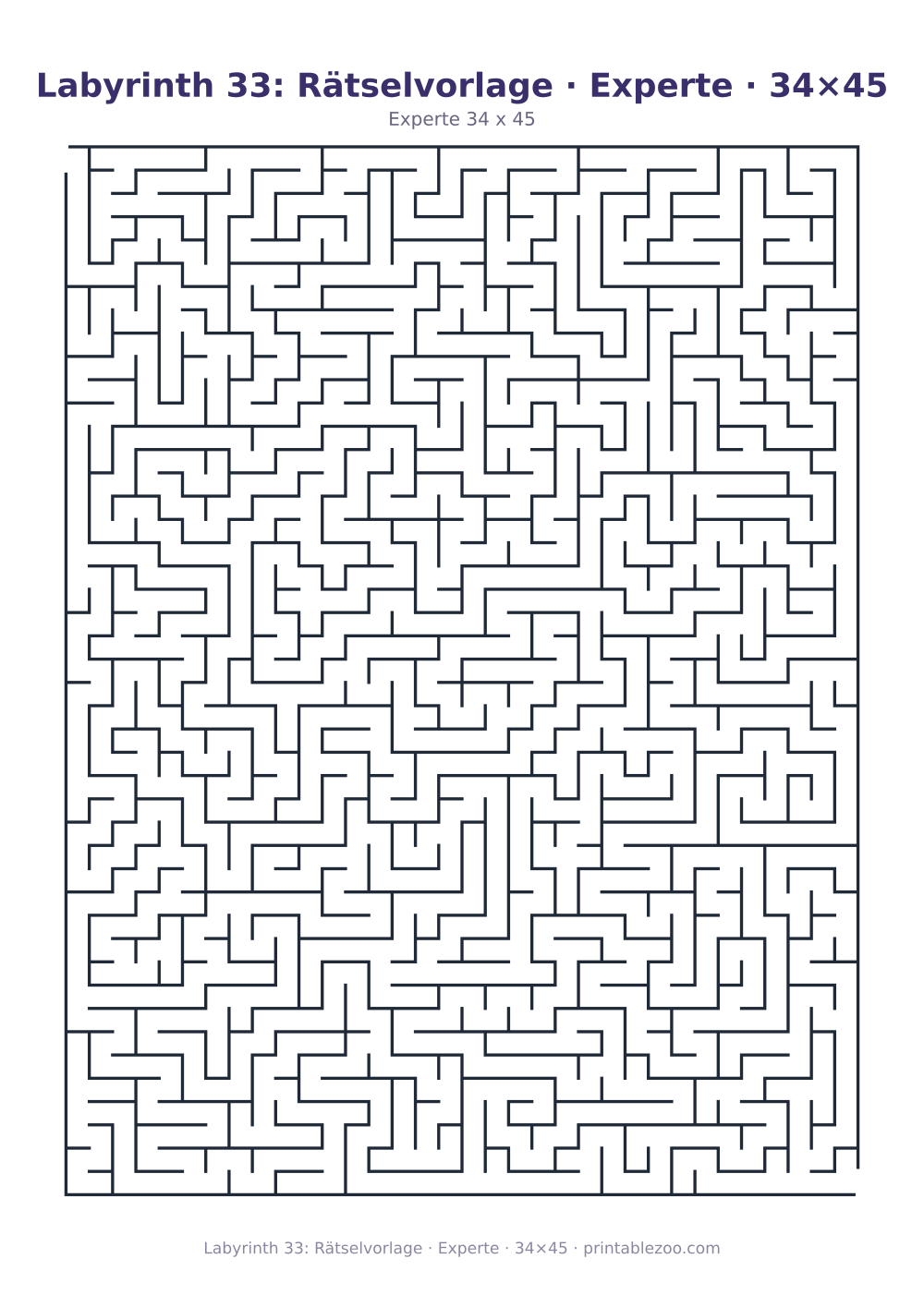 Labyrinth 33: Rätselvorlage · Experte · 34×45 als druckfertige Vorschau, Katalognummer 120333