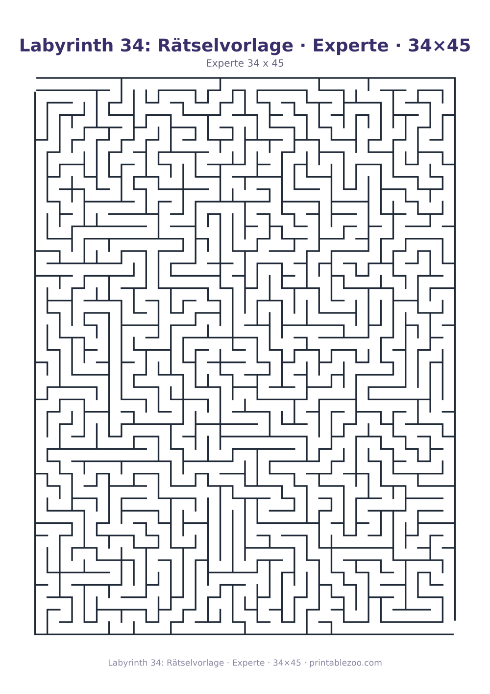 Labyrinth 34: Rätselvorlage · Experte · 34×45 als druckfertige Vorschau, Katalognummer 120334