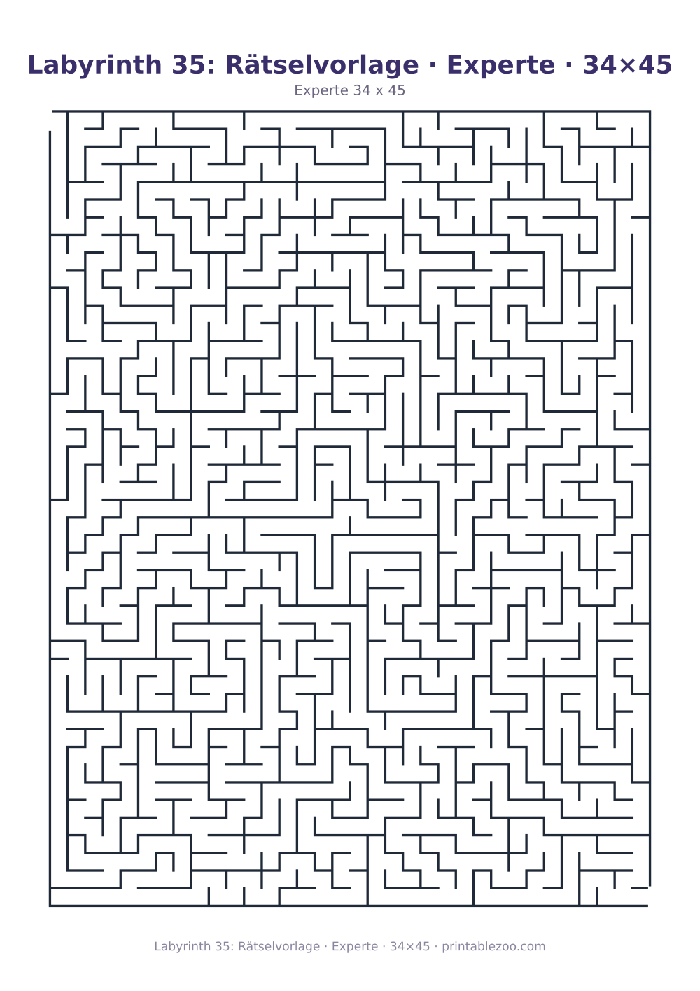 Labyrinth 35: Rätselvorlage · Experte · 34×45 als druckfertige Vorschau, Katalognummer 120335