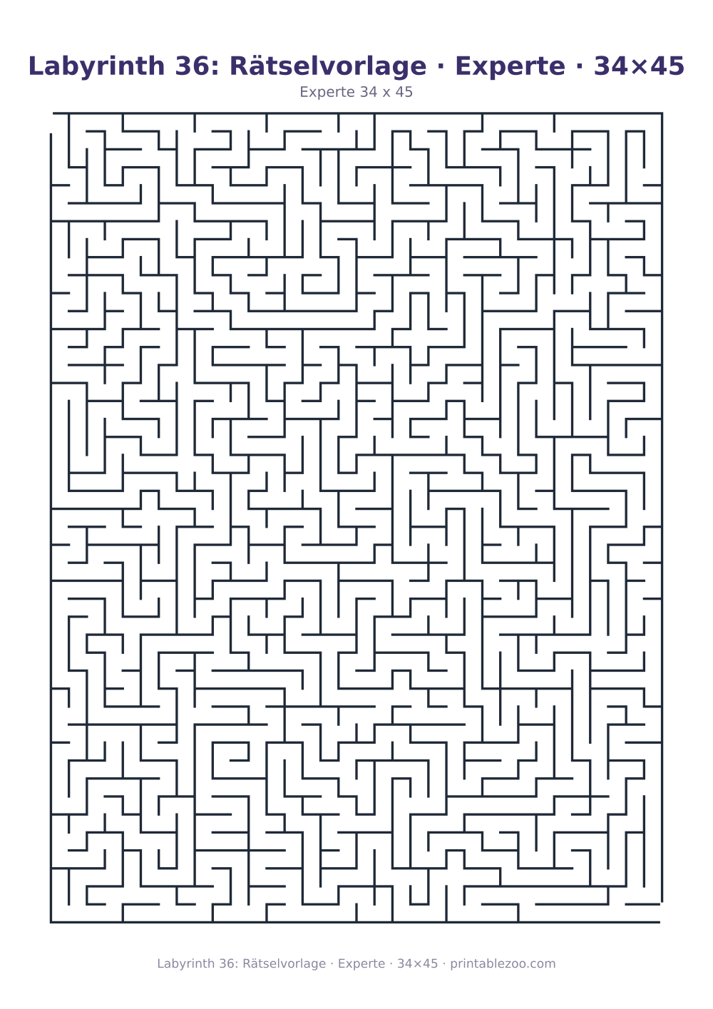 Labyrinth 36: Rätselvorlage · Experte · 34×45 als druckfertige Vorschau, Katalognummer 120336