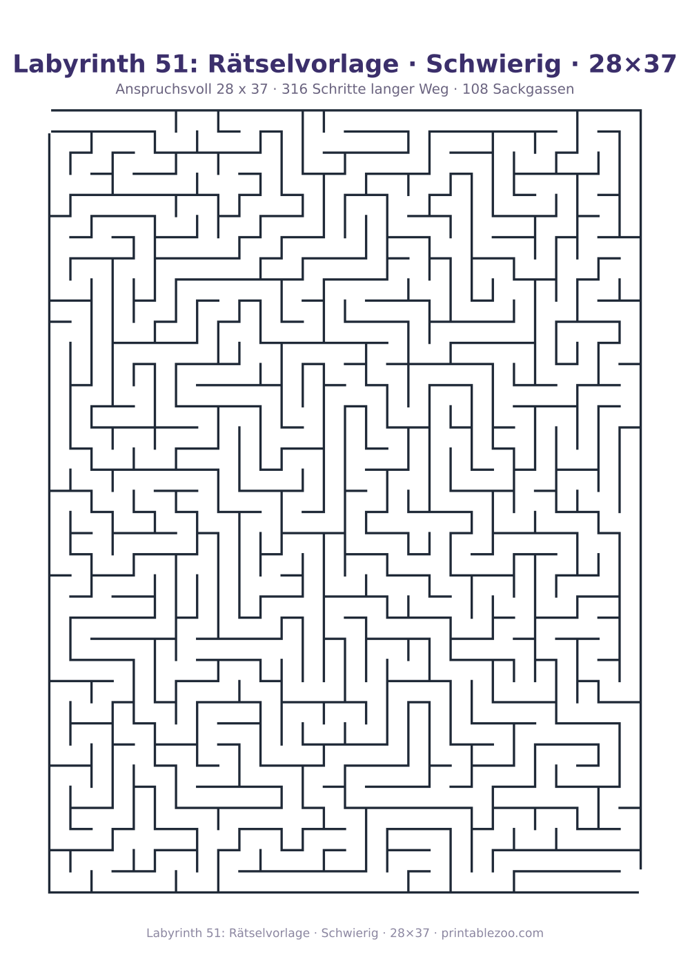 Labyrinth 51: Rätselvorlage · Schwierig · 28×37 als druckfertige Vorschau, Katalognummer 120401