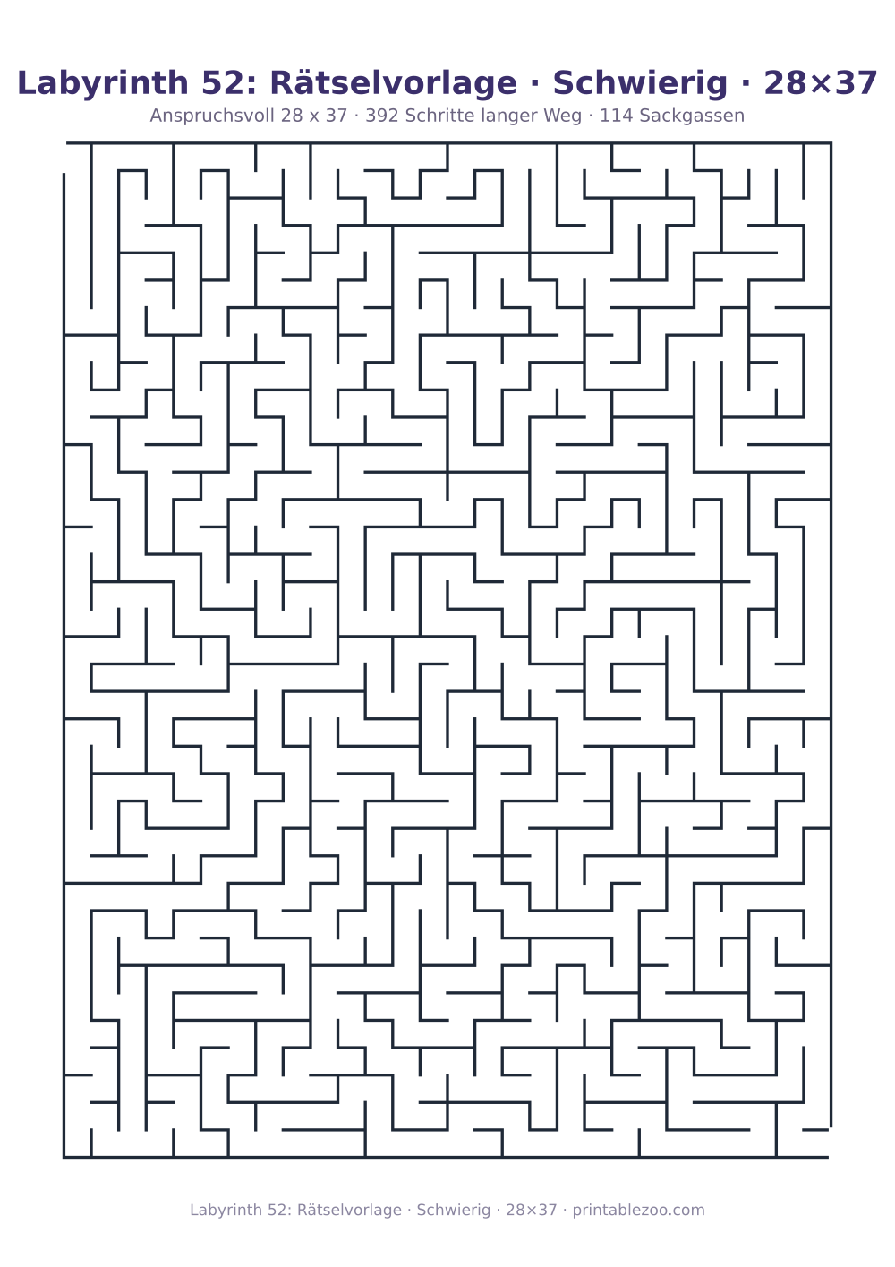 Labyrinth 52: Rätselvorlage · Schwierig · 28×37 als druckfertige Vorschau, Katalognummer 120402