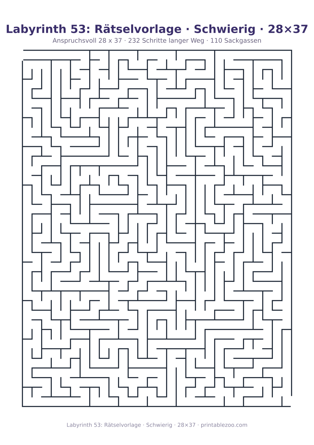 Labyrinth 53: Rätselvorlage · Schwierig · 28×37 als druckfertige Vorschau, Katalognummer 120403