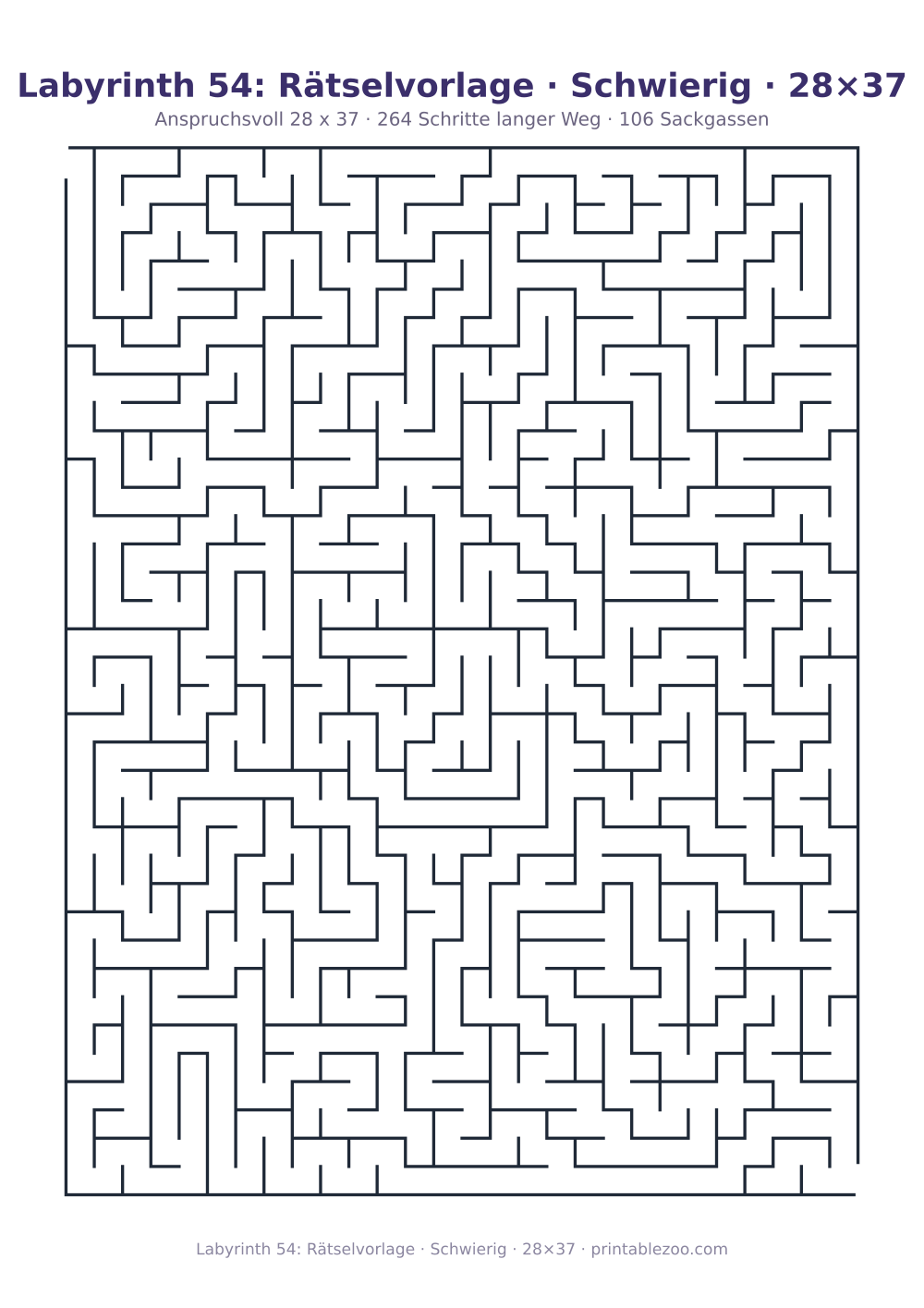 Labyrinth 54: Rätselvorlage · Schwierig · 28×37 als druckfertige Vorschau, Katalognummer 120404