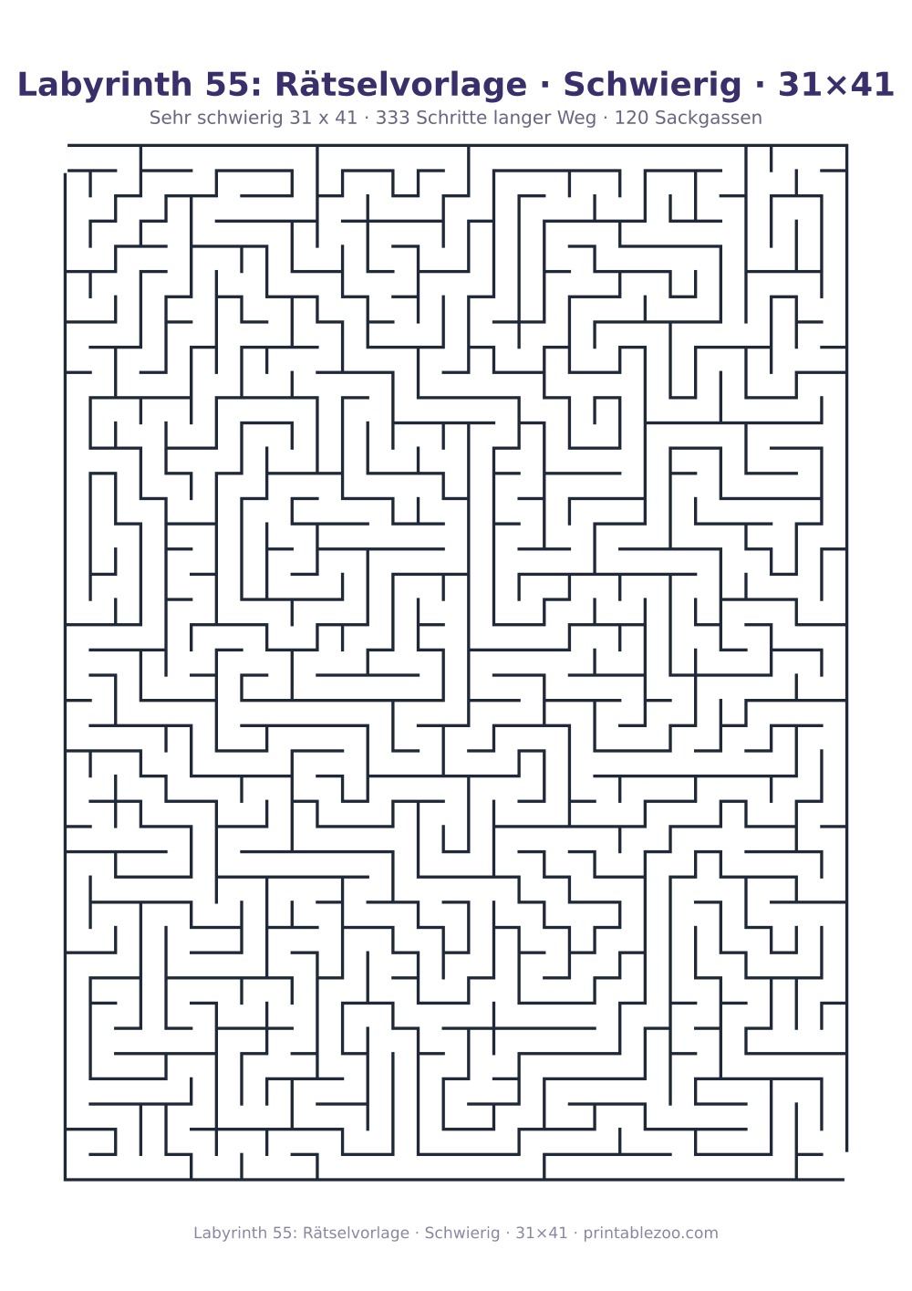 Labyrinth 55: Rätselvorlage · Schwierig · 31×41 als druckfertige Vorschau, Katalognummer 120411