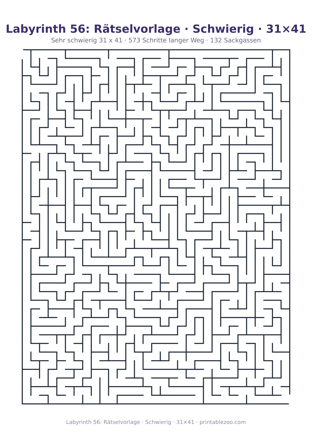 Labyrinth 56: Rätselvorlage · Schwierig · 31×41 als druckfertige Vorschau, Katalognummer 120412