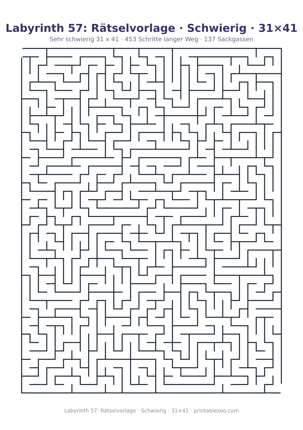 Labyrinth 57: Rätselvorlage · Schwierig · 31×41 als druckfertige Vorschau, Katalognummer 120413