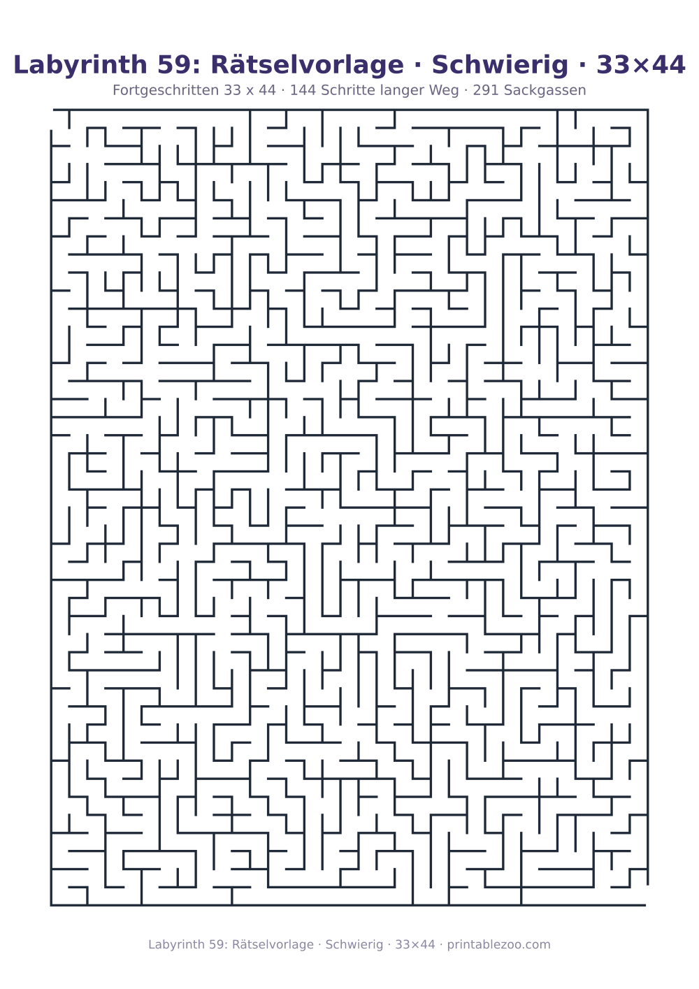 Labyrinth 59: Rätselvorlage · Schwierig · 33×44 als druckfertige Vorschau, Katalognummer 120421