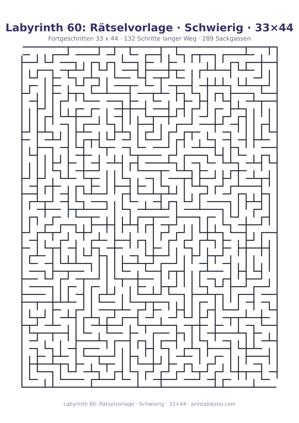Labyrinth 60: Rätselvorlage · Schwierig · 33×44 als druckfertige Vorschau, Katalognummer 120422