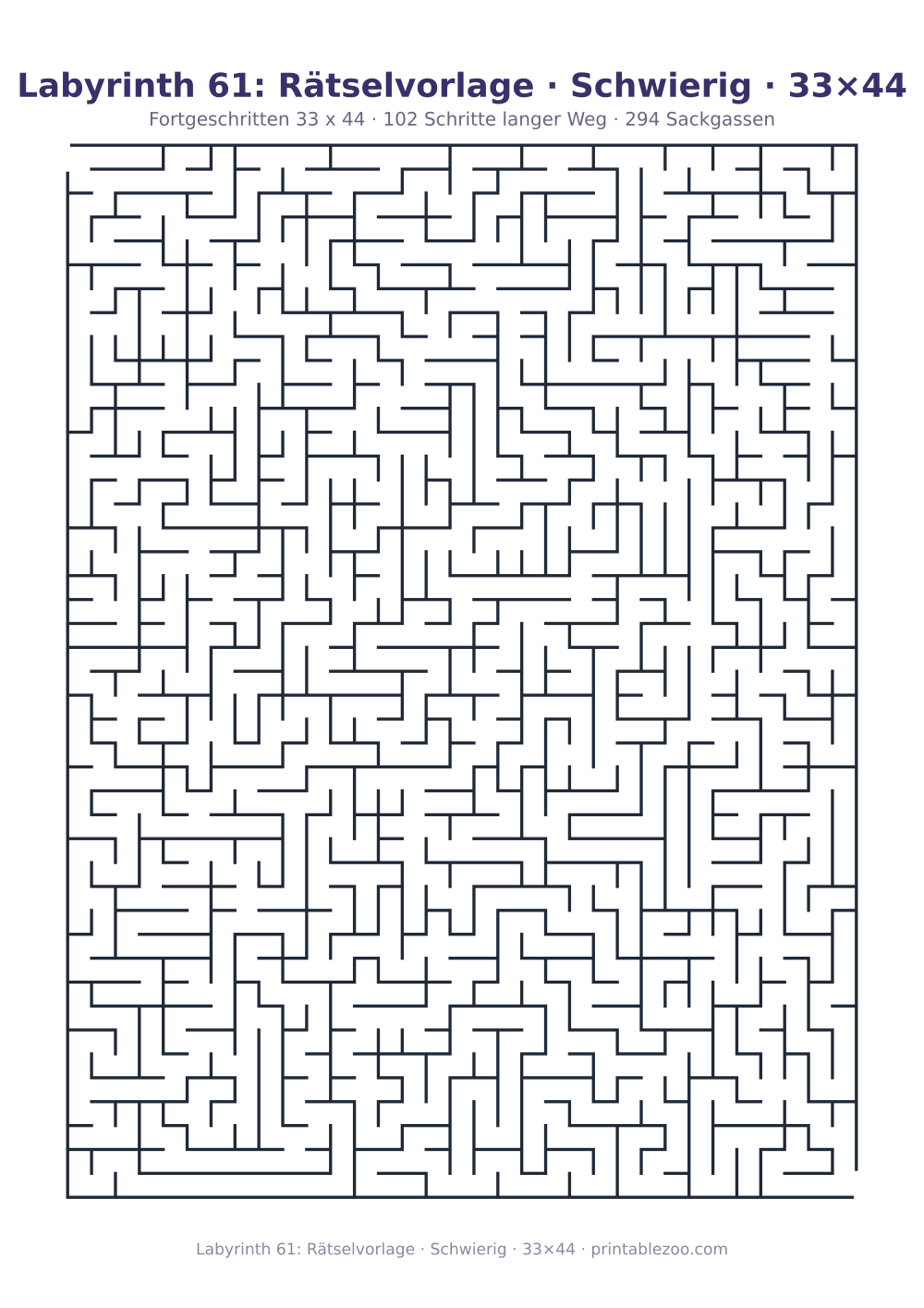 Labyrinth 61: Rätselvorlage · Schwierig · 33×44 als druckfertige Vorschau, Katalognummer 120423