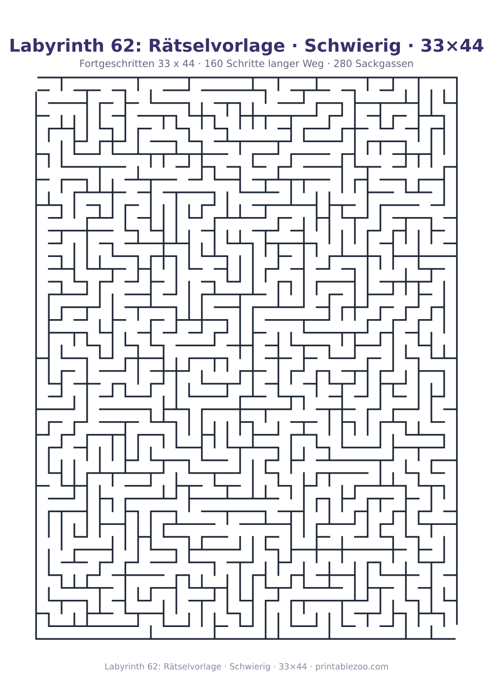 Labyrinth 62: Rätselvorlage · Schwierig · 33×44 als druckfertige Vorschau, Katalognummer 120424