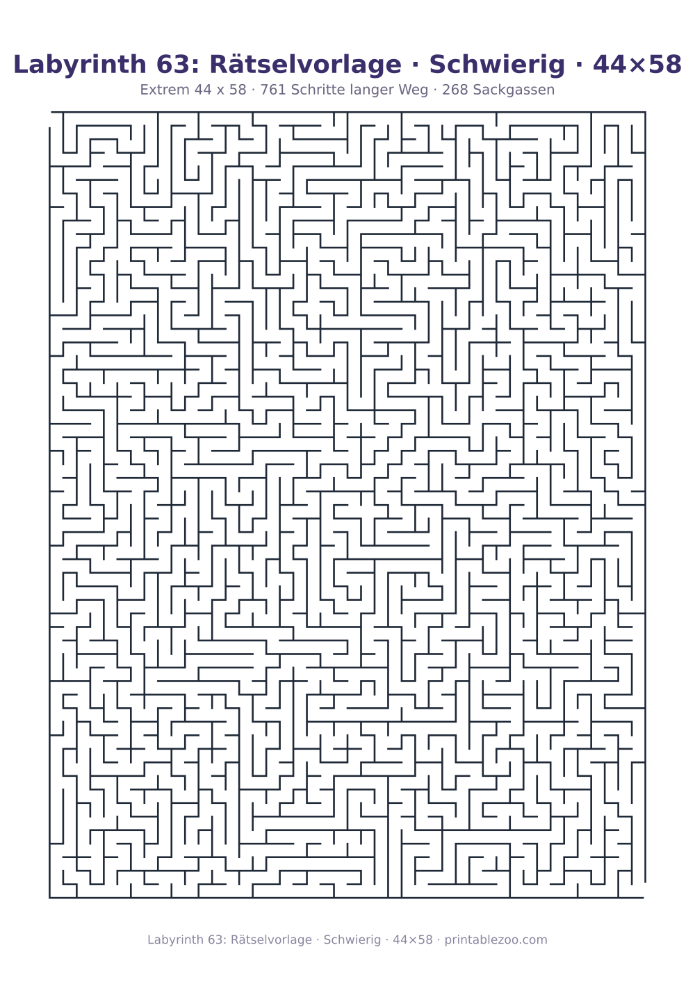 Labyrinth 63: Rätselvorlage · Schwierig · 44×58 als druckfertige Vorschau, Katalognummer 120431