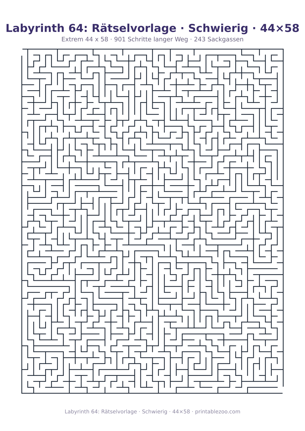 Labyrinth 64: Rätselvorlage · Schwierig · 44×58 als druckfertige Vorschau, Katalognummer 120432