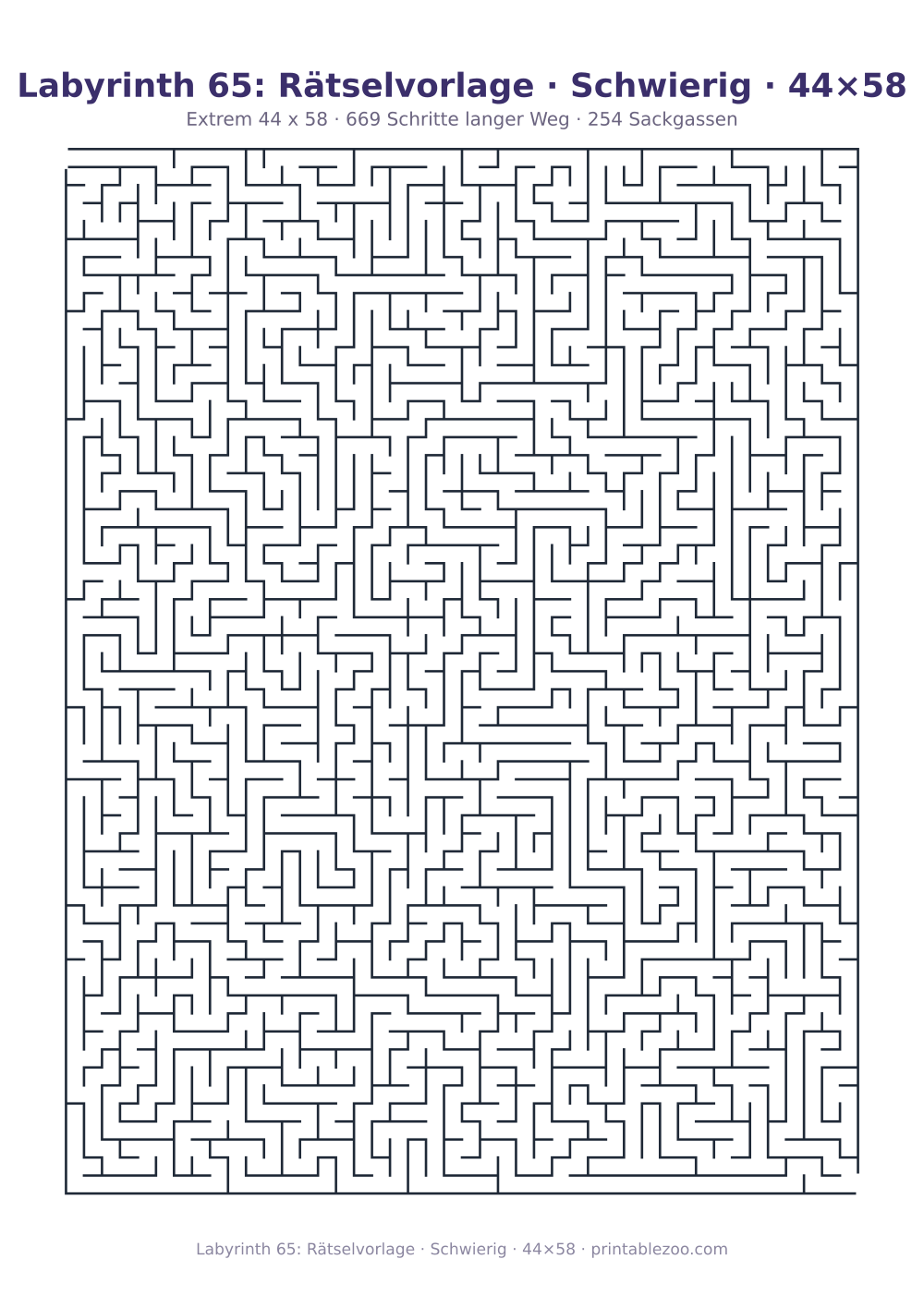 Labyrinth 65: Rätselvorlage · Schwierig · 44×58 als druckfertige Vorschau, Katalognummer 120433