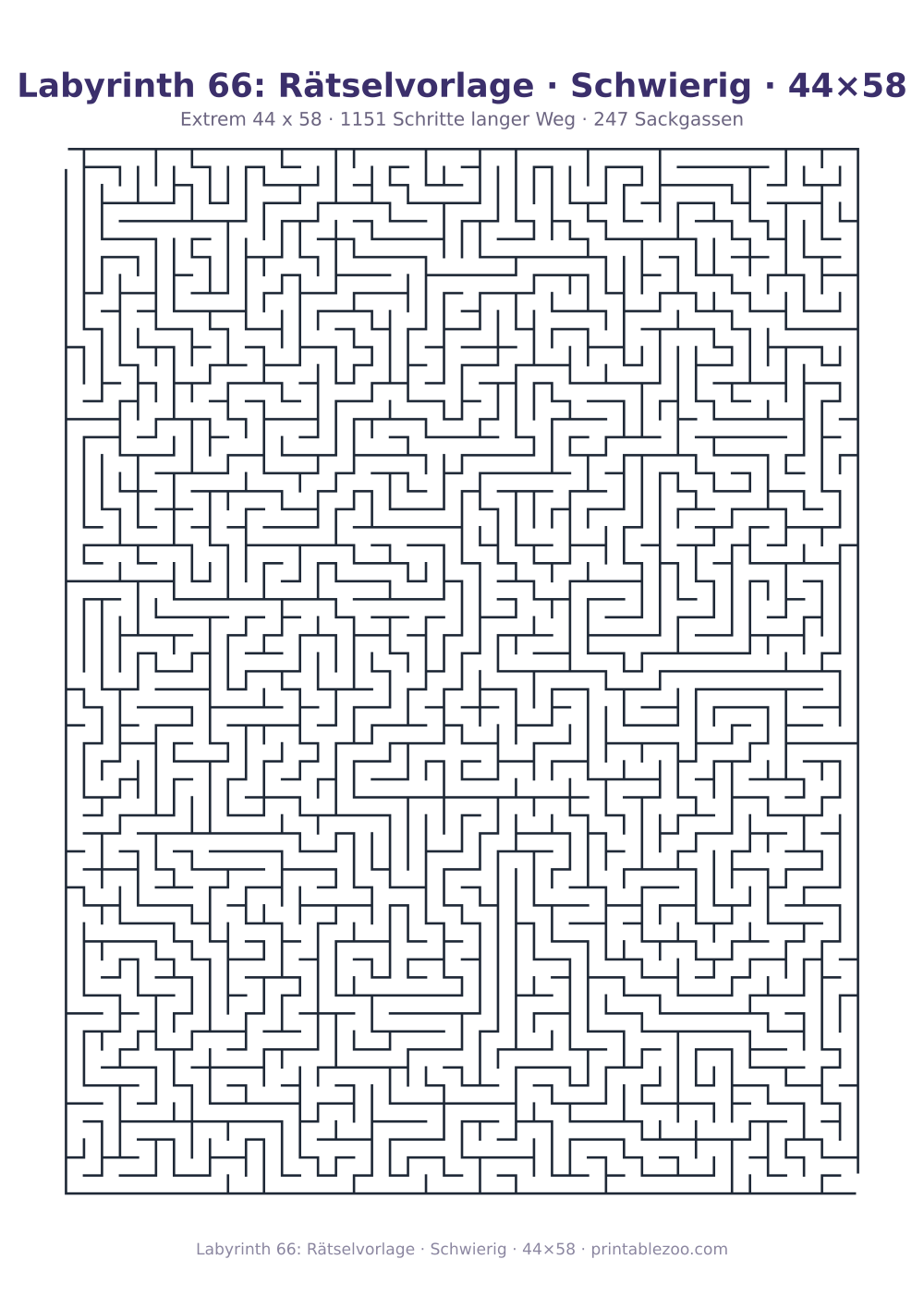 Labyrinth 66: Rätselvorlage · Schwierig · 44×58 als druckfertige Vorschau, Katalognummer 120434