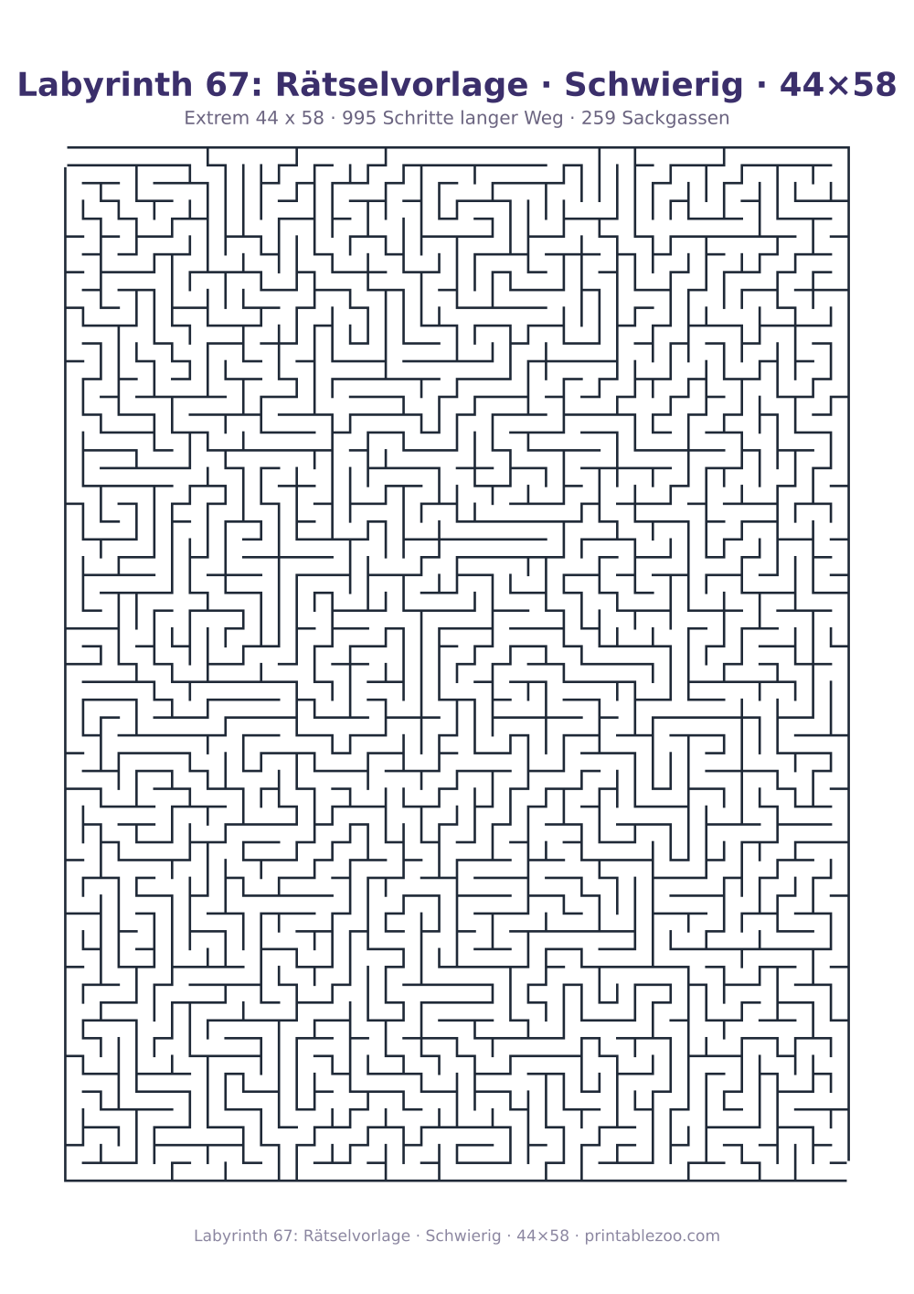 Labyrinth 67: Rätselvorlage · Schwierig · 44×58 als druckfertige Vorschau, Katalognummer 120435