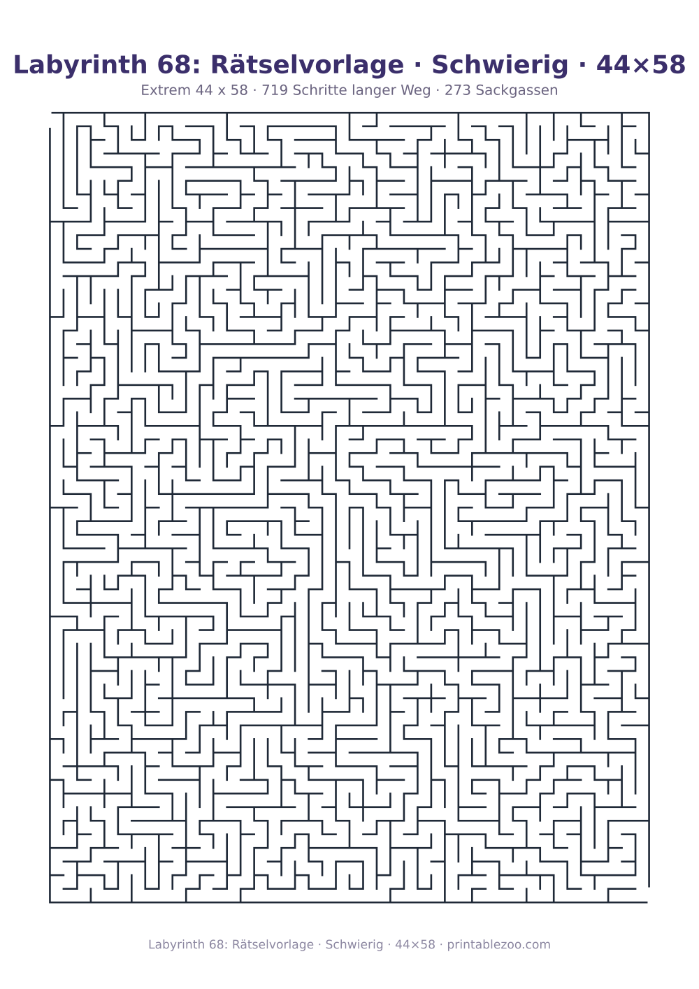 Labyrinth 68: Rätselvorlage · Schwierig · 44×58 als druckfertige Vorschau, Katalognummer 120436