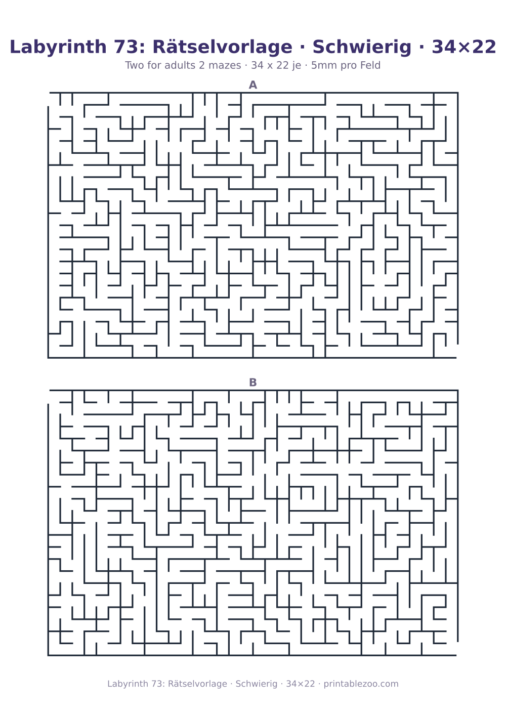 Labyrinth 73: Rätselvorlage · Schwierig · 34×22 als druckfertige Vorschau, Katalognummer 120451