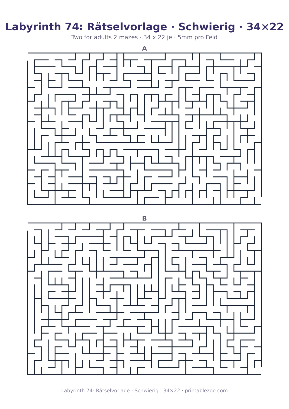 Labyrinth 74: Rätselvorlage · Schwierig · 34×22 als druckfertige Vorschau, Katalognummer 120452