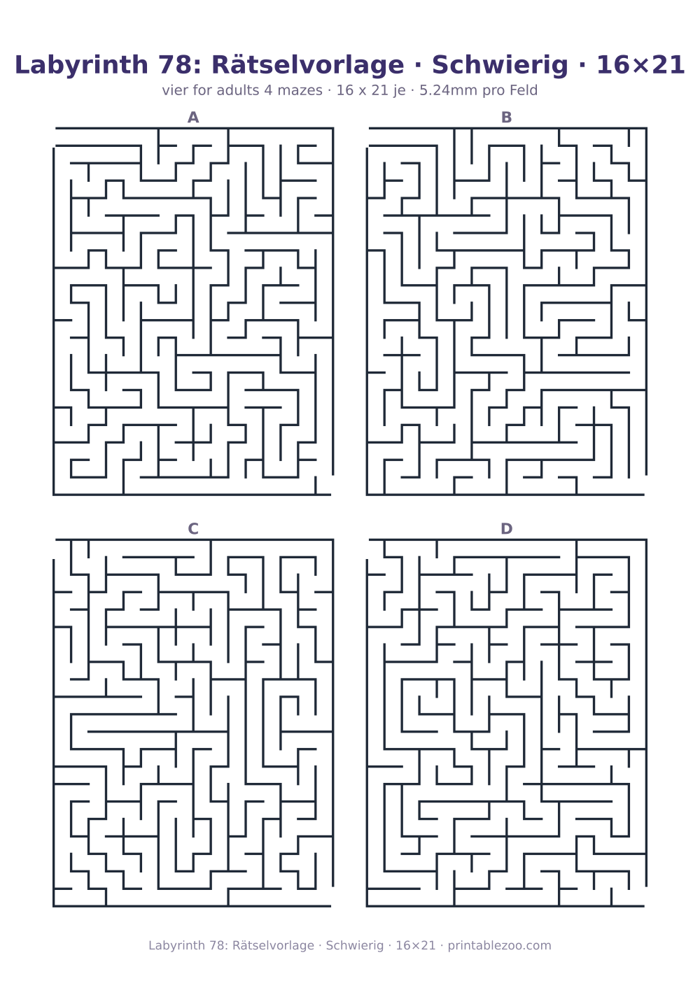 Labyrinth 78: Rätselvorlage · Schwierig · 16×21 als druckfertige Vorschau, Katalognummer 120462