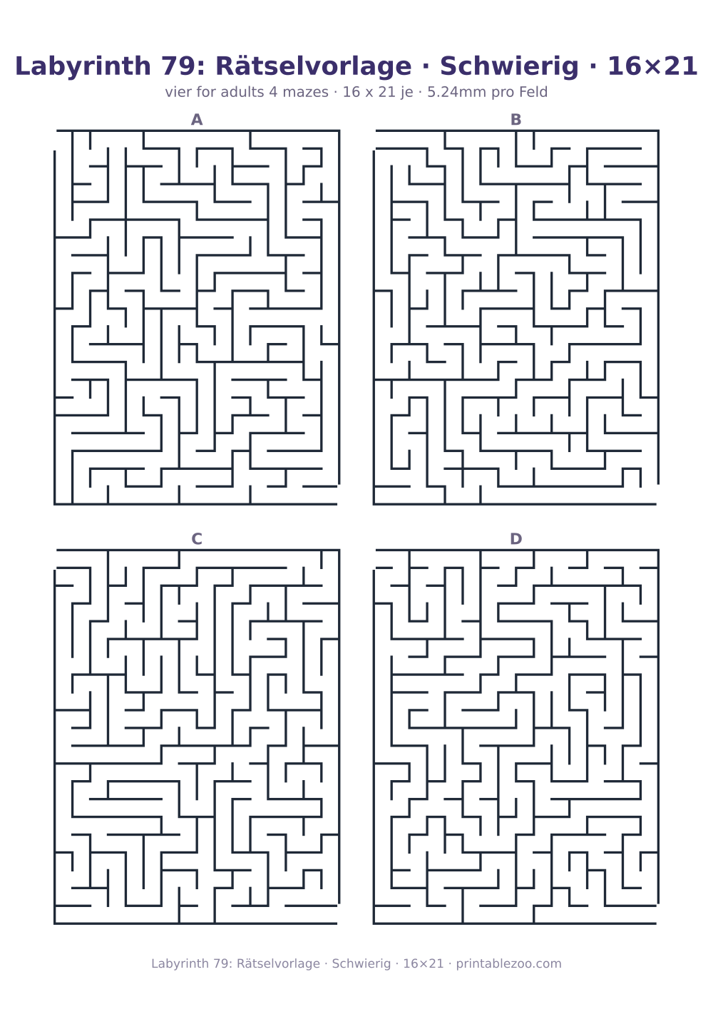 Labyrinth 79: Rätselvorlage · Schwierig · 16×21 als druckfertige Vorschau, Katalognummer 120463
