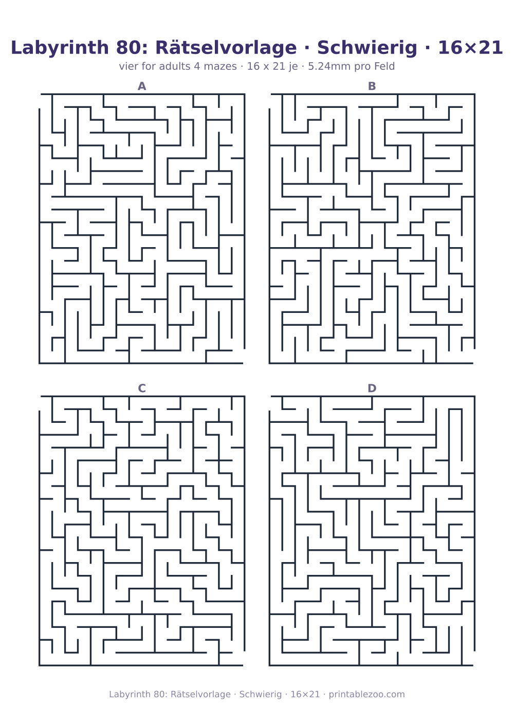 Labyrinth 80: Rätselvorlage · Schwierig · 16×21 als druckfertige Vorschau, Katalognummer 120464