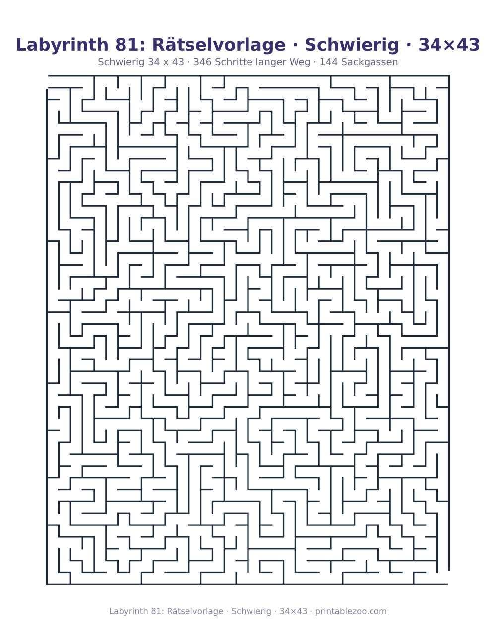 Labyrinth 81: Rätselvorlage · Schwierig · 34×43 als druckfertige Vorschau, Katalognummer 120471