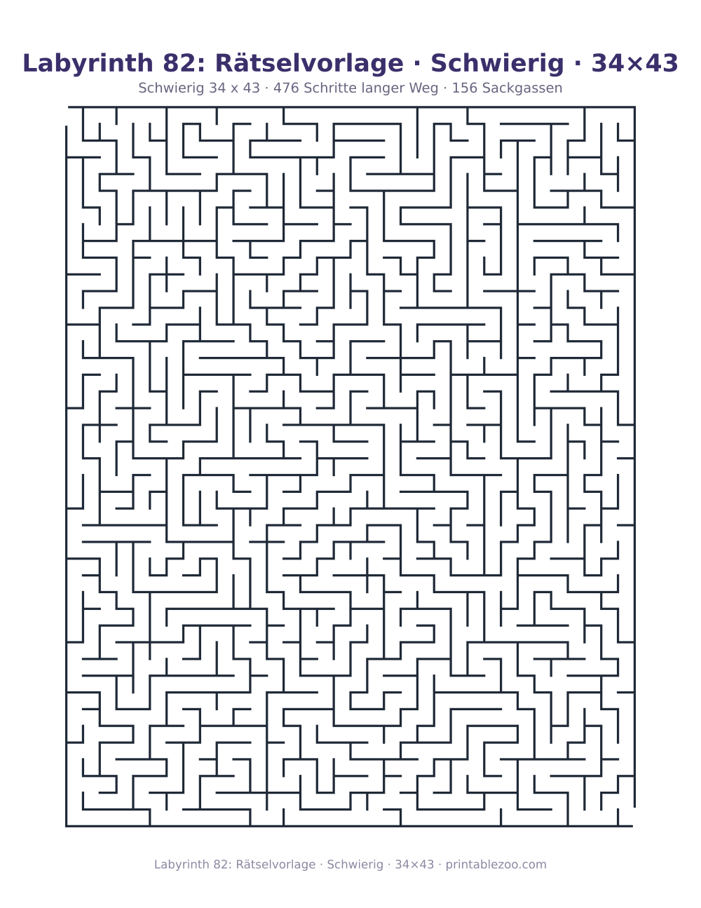 Labyrinth 82: Rätselvorlage · Schwierig · 34×43 als druckfertige Vorschau, Katalognummer 120472