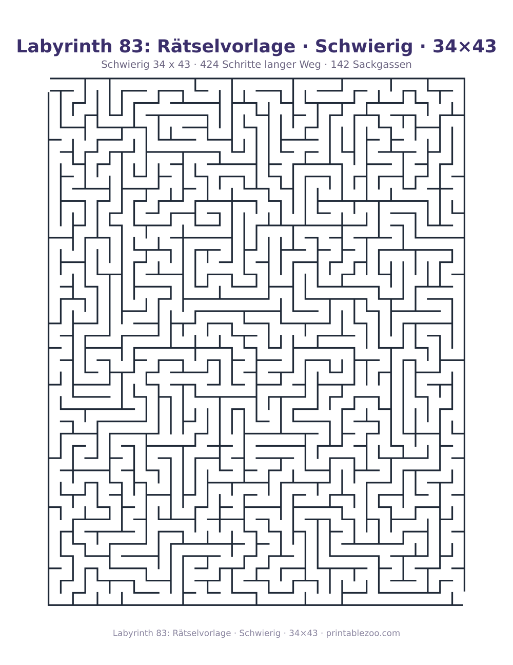 Labyrinth 83: Rätselvorlage · Schwierig · 34×43 als druckfertige Vorschau, Katalognummer 120473