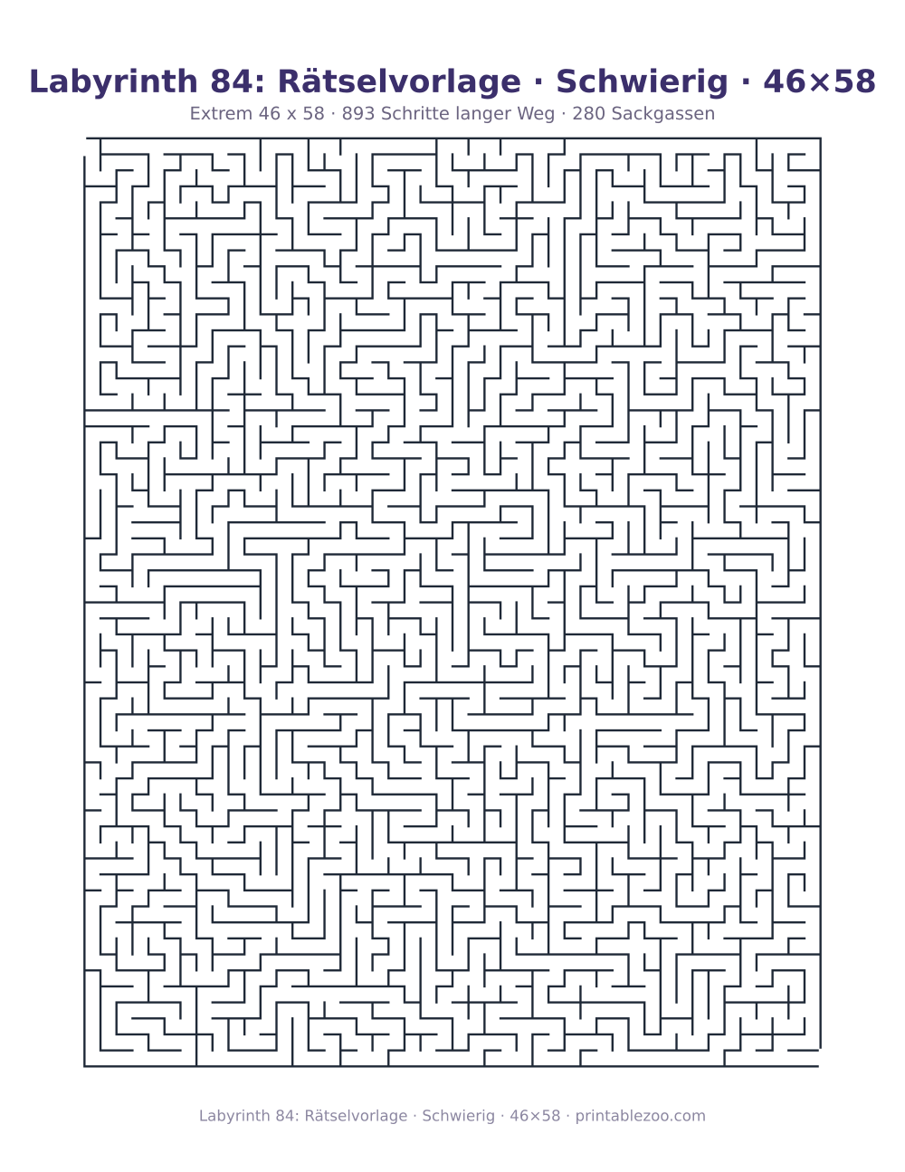 Labyrinth 84: Rätselvorlage · Schwierig · 46×58 als druckfertige Vorschau, Katalognummer 120481