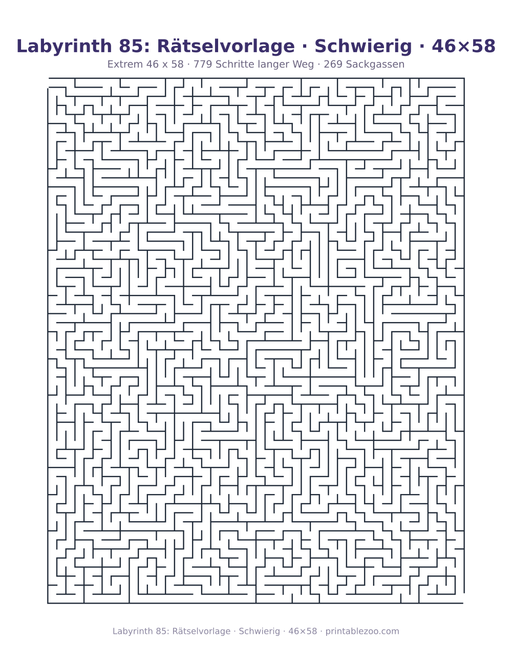 Labyrinth 85: Rätselvorlage · Schwierig · 46×58 als druckfertige Vorschau, Katalognummer 120482