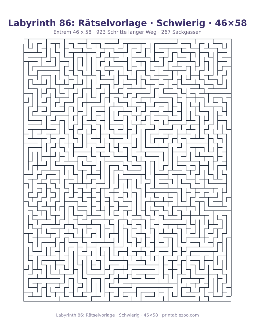 Labyrinth 86: Rätselvorlage · Schwierig · 46×58 als druckfertige Vorschau, Katalognummer 120483