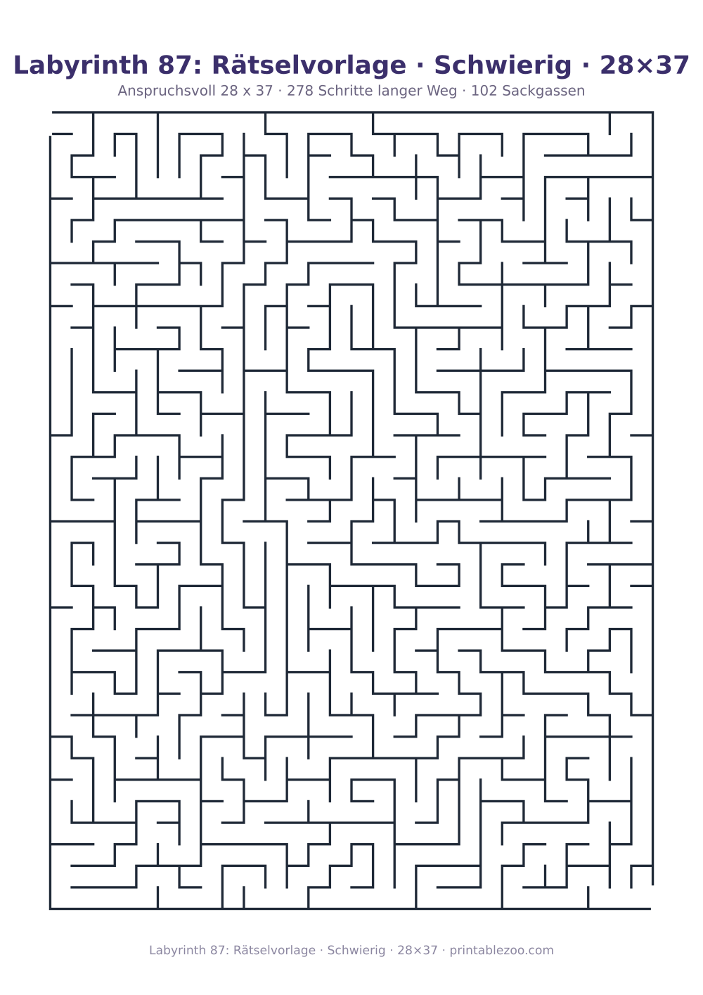 Labyrinth 87: Rätselvorlage · Schwierig · 28×37 als druckfertige Vorschau, Katalognummer 160101 Rätsel Nr. 160101.