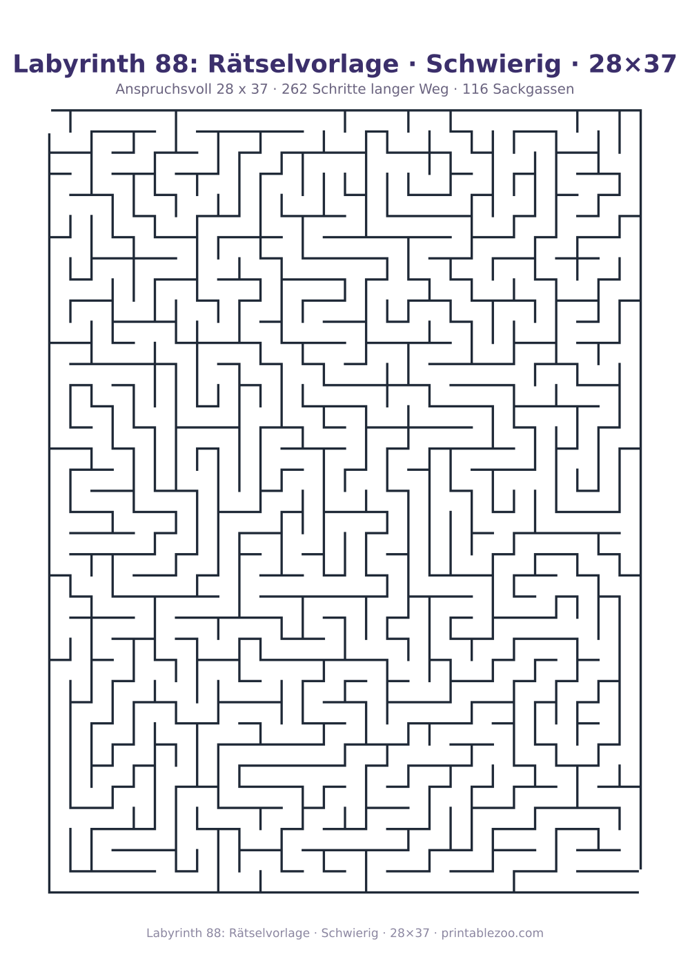 Labyrinth 88: Rätselvorlage · Schwierig · 28×37 als druckfertige Vorschau, Katalognummer 160102 Rätsel Nr. 160102.