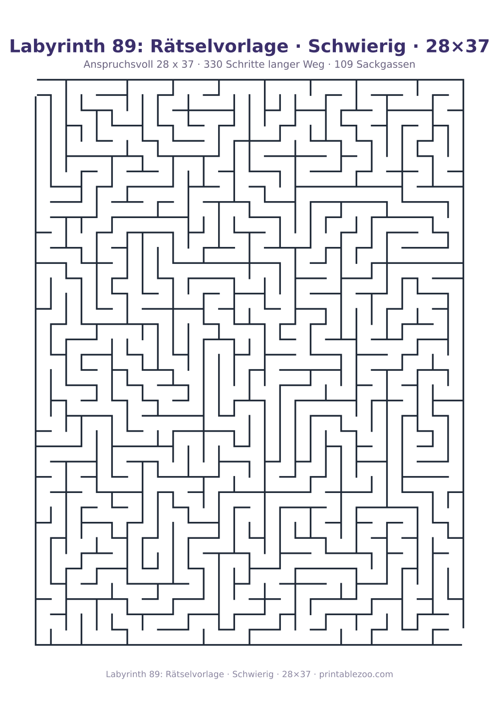 Labyrinth 89: Rätselvorlage · Schwierig · 28×37 als druckfertige Vorschau, Katalognummer 160103 Rätsel Nr. 160103.