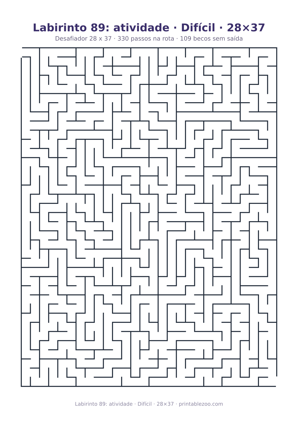 Prévia pronta para imprimir: Labirinto 89: atividade · Difícil · 28×37, catálogo nº 160103 Passatempo nº 160103.